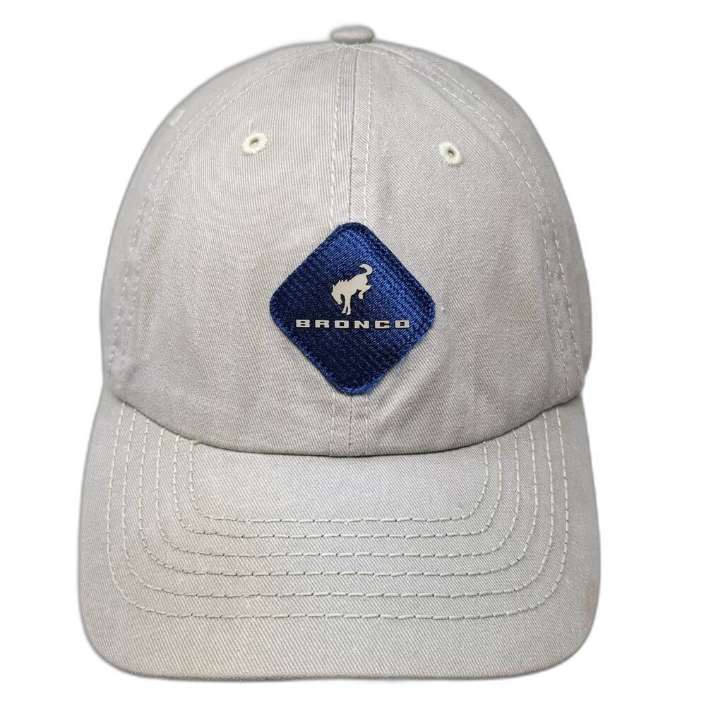 Bronco Slideback Baseball Cap Beige One Size Adjustable Embroidered 6 Panel